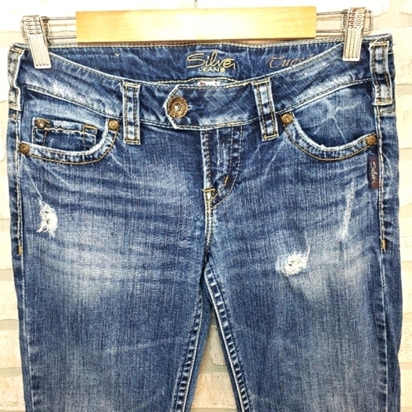 SILVER "Tuesday Flap" Distressed Low Rise Jeans Size 27 - Picture 5 of 10